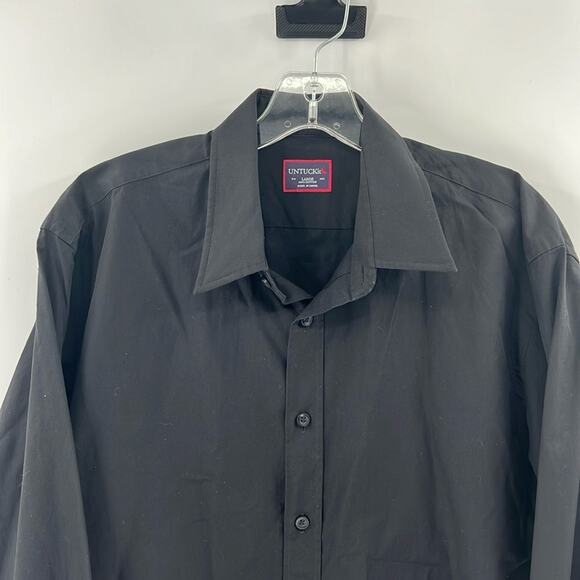 UNTUCKit Men's Long Sleeve Button Front Dress Shirt - Black - Large - Picture 1 of 5